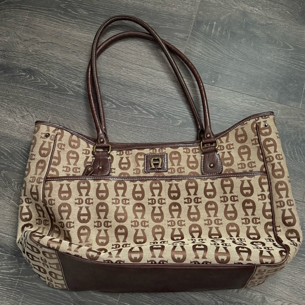 Etienne Aigner Brown Monogram Tote
